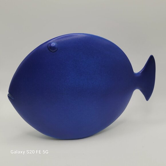 Contempory Ceramic Cobalt Blue Fish Statue - Picture 6 of 8